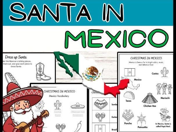 Santa in Mexico Christmas Around the World Dress Up Santa, Hidden Objects.