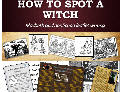 Macbeth context and non fiction leaflet writing about witches KS4 GCSE (Act 1, Scene 1) Pre-reading