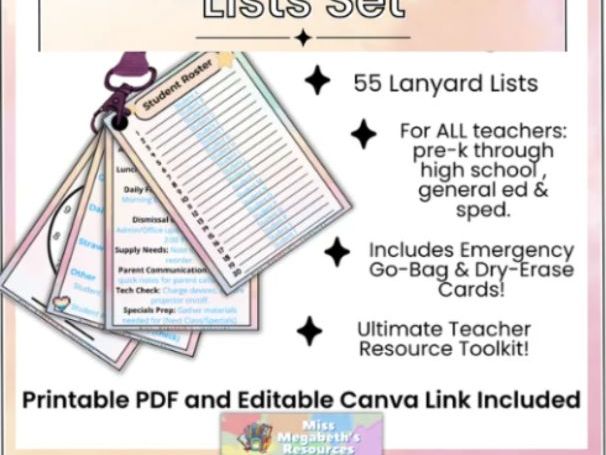 Pastel Rainbow Ultimate Lanyard List Set - Printable & Editable Teacher Toolkit & Reference Cards