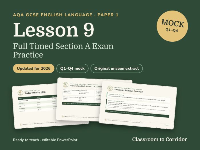 AQA GCSE English Language Paper 1 Section A Mock Lesson – Full Timed Q1–Q4, New 2026 Format