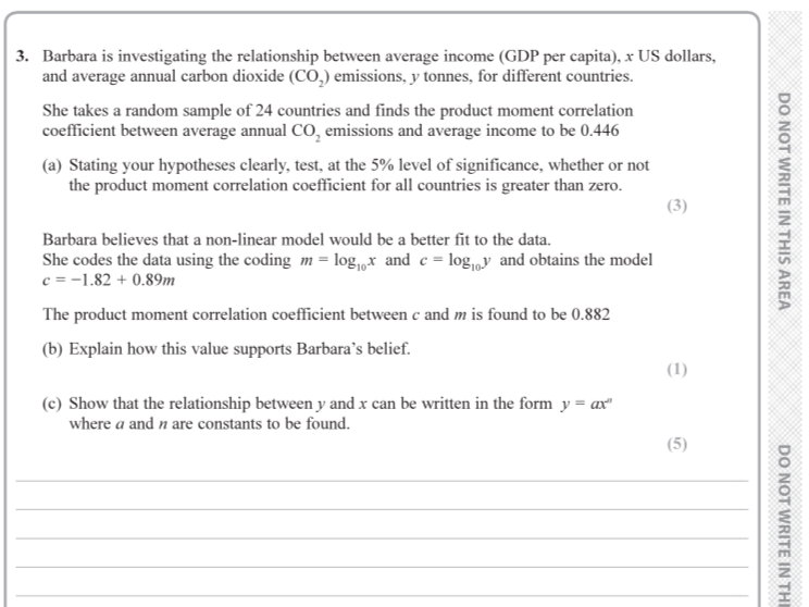 PMCC and Linear Regression | Edexcel A level Maths Exam Questions