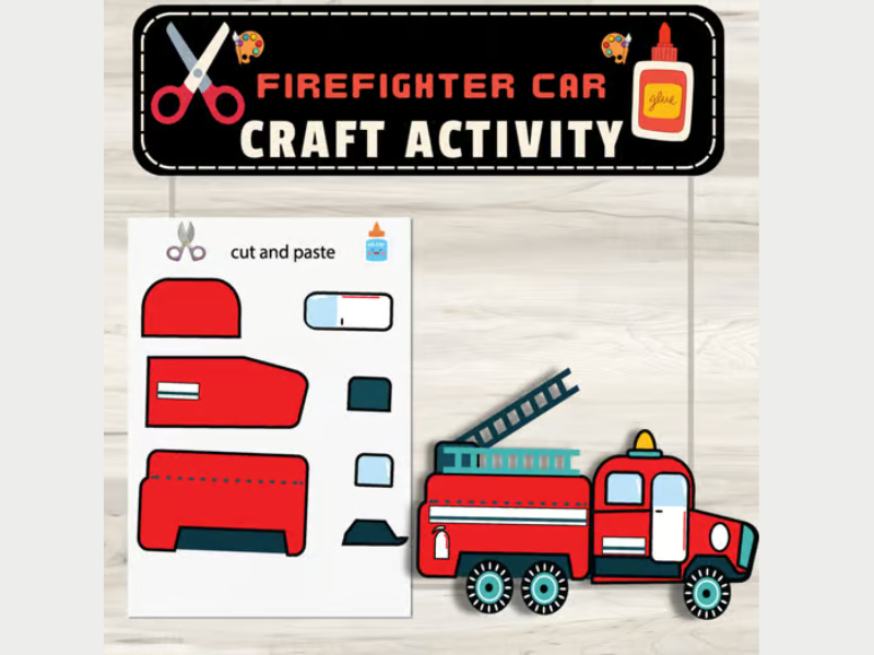 Firefighter Craft Cut & Paste Activity: Transportation September Activities