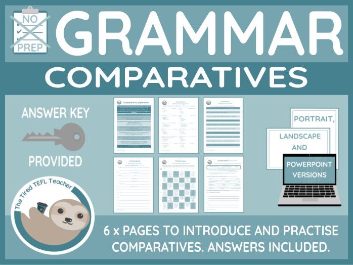 Comparatives ESL Worksheets (PPT Version Included)