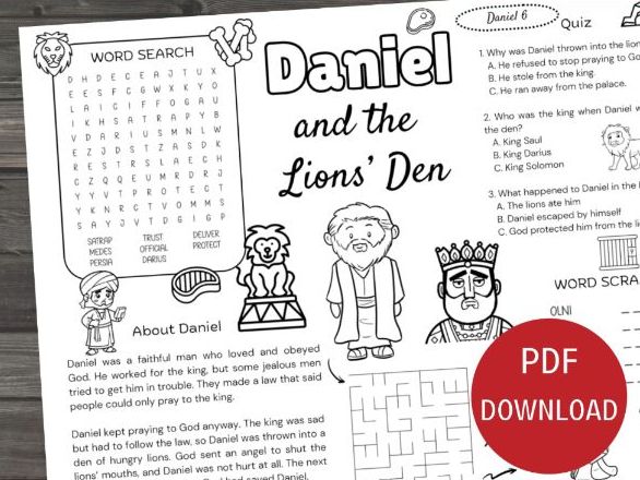 Daniel and the Lions' Den Activity Placemat
