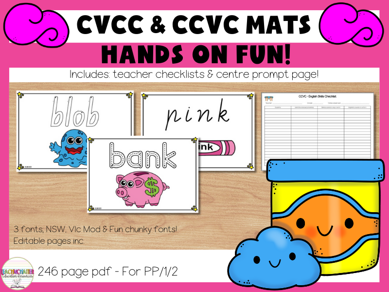 CVCC & CCVC Word Work Dough Mats - Phonics Spelling & Fine Motor Activity