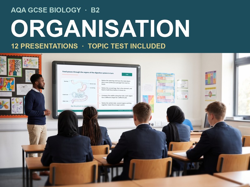 AQA GCSE Biology B2 Organisation | 12 Lesson Presentations and Topic Test