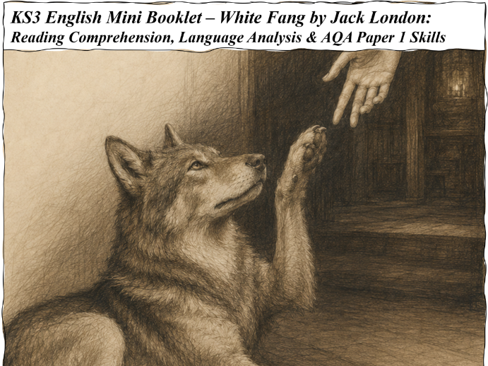 KS3 English Mini Booklet - White Fang : Reading Comprehension, Language Analysis & AQA Q1-5 skills