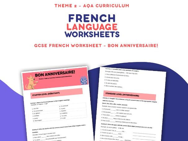Bon Anniversaire! GCSE Worksheet AQA Theme 2