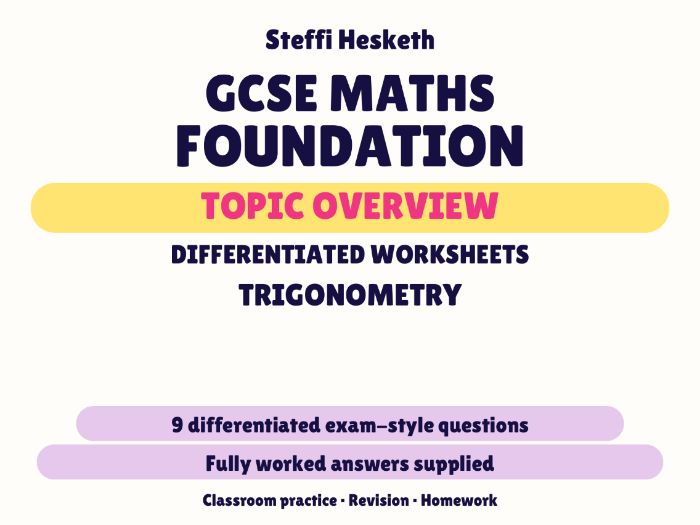 GCSE Foundation Trigonometry | Topic Overview Differentiated Worksheet