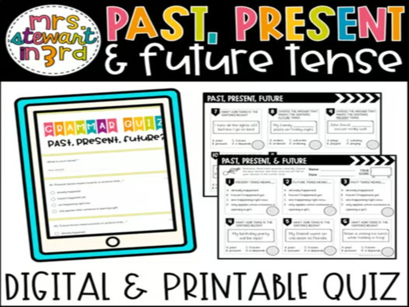 Past, Present, and Future Verb Tenses Google Forms™ Quiz (self-grading!)