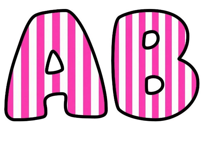 Pink Vertical Stripes Bubble Letters | Striped Bulletin Board Letters | Classroom Display Pack