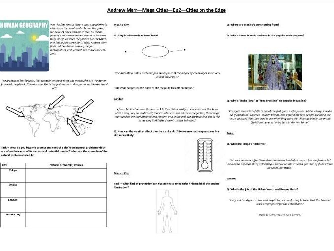 Andrew Marr - Mega Cities - Ep2 -Cities on the Edge - Worksheet to support the BBC documentary