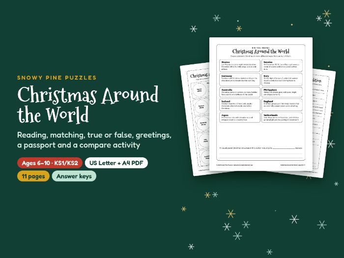 Christmas Around the World Worksheets: Reading & Venn KS1/KS2