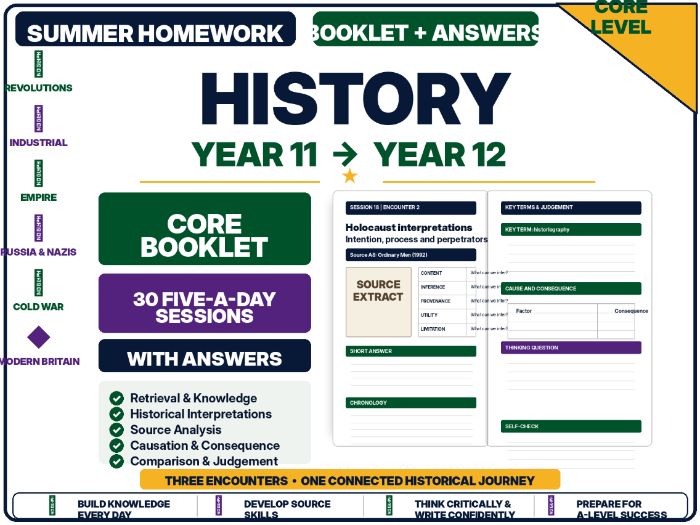 Year 11 to Year 12 History Summer Homework Booklet | Core | With Answers
