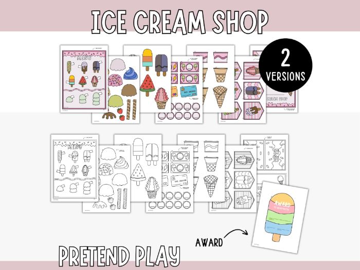 Ice Cream Shop Play Kit - Pretend Play Printables
