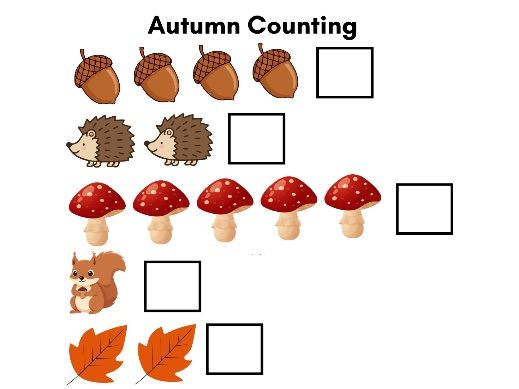 Autumn Counting to 5 Worksheet – EYFS Maths – Early Counting & Number Recognition