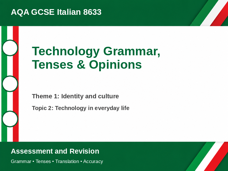AQA GCSE Italian – Technology Grammar, Tenses & Opinions