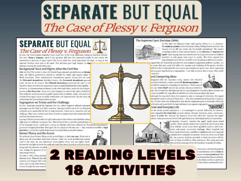 Plessy v. Ferguson KS2/KS3 Reading Pack