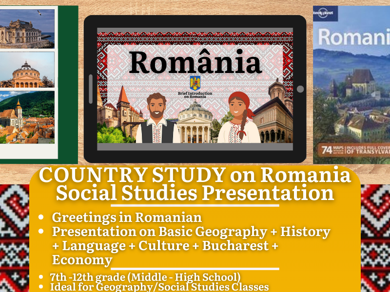 Romania Country Study - Geography + Social Studies Presentation - Eastern Europe