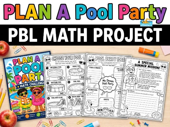 Pool Party Math Project Budgeting Financial Literacy Summer PBL