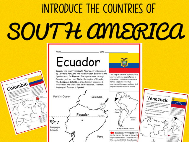 SOUTH AMERICA - Printable handouts for each country of South America