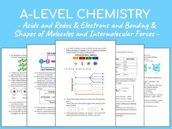 CONCISE A* A Level Chemistry Topic Acids and Redox & Bonding & Intermolecular Forces Revision Notes