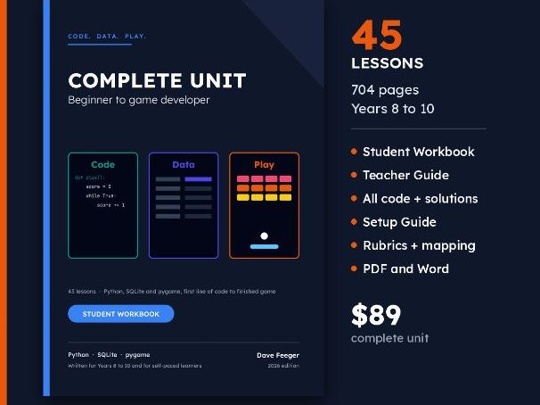 Code. Data. Play. A complete coding unit