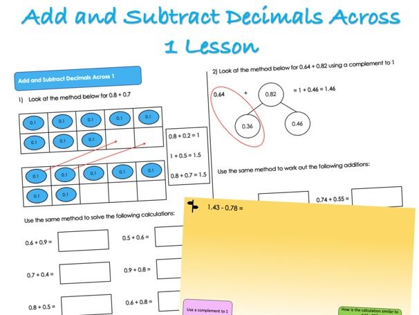 Year 5 Decimals - Add and Subtract Decimals Across 1 Lesson