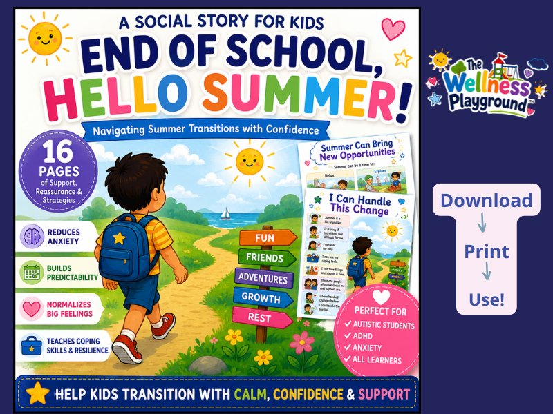 Social Story for Summer Transitions, Summer Break Guide for ADHD, ASD, Anxiety