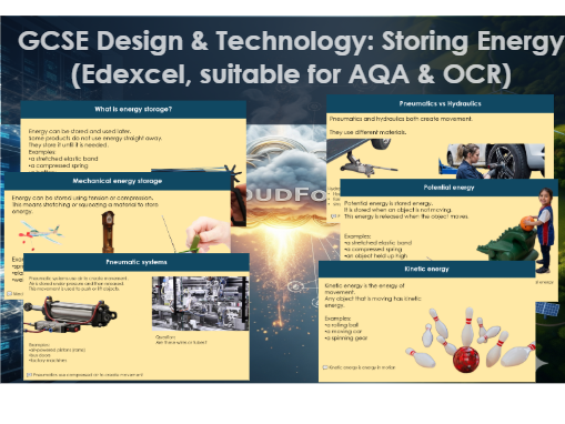 GCSE Design & Technology: Storing Energy (Edexcel, suitable for AQA & OCR)