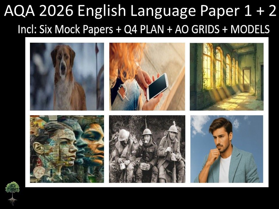 Six AQA 2026 GCSE English Language Paper 1 + 2 Mocks | Q4 Plan, AO Grids, Models