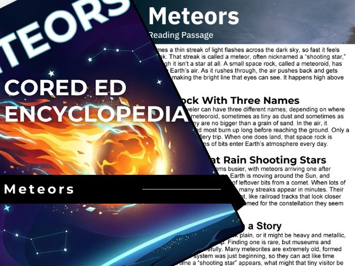Meteors Reading Comprehension Passage - Cored Ed Encyclopedia
