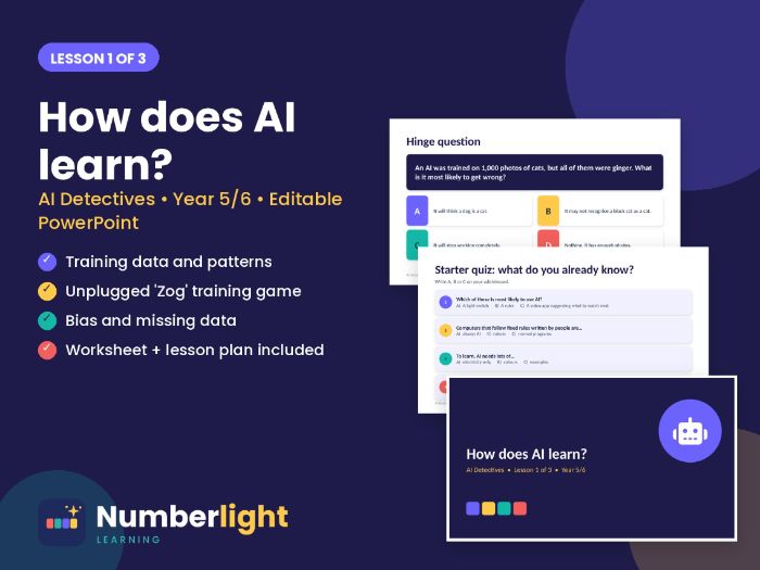 How Does AI Learn? Year 5/6 AI Literacy Lesson (Editable PowerPoint)