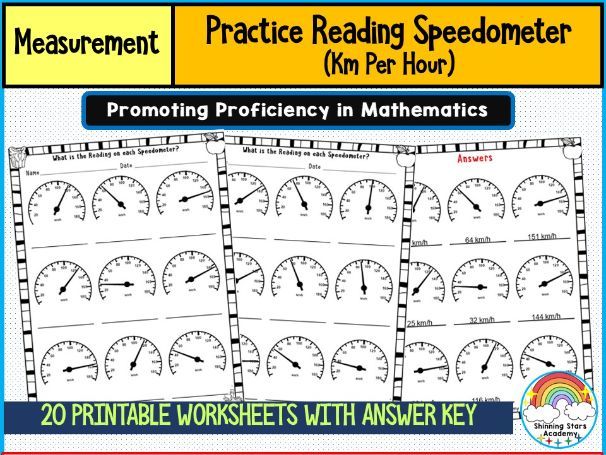 Reading a Speedometer (Km Per Hour) Worksheets | Real-World Math & Measurement Practice
