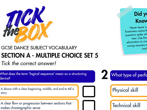 GCSE Dance Section A: Multiple Choice Set 5
