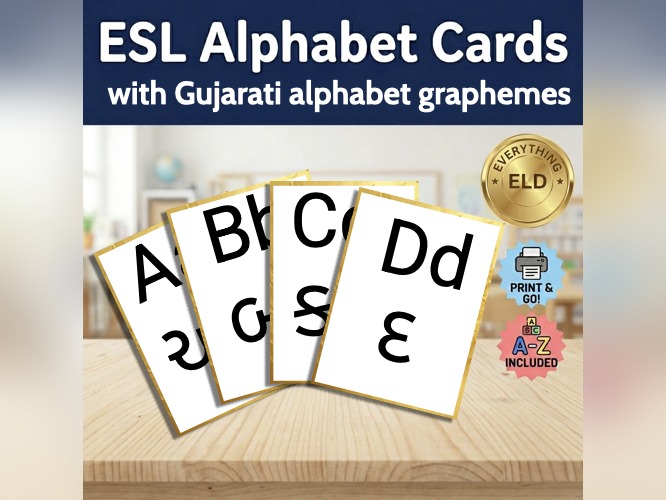 Gujarati-English EAL Alphabet Letter Cards
