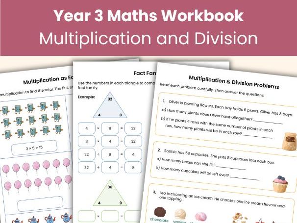Year 3 Multiplication and Division Workbook | Printable Maths Activities | Learning Resource