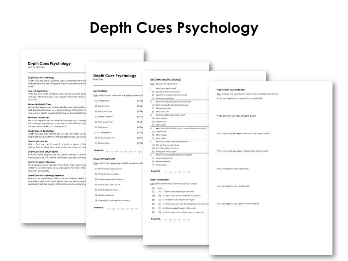 Depth Cues Psychology Teaching Resources