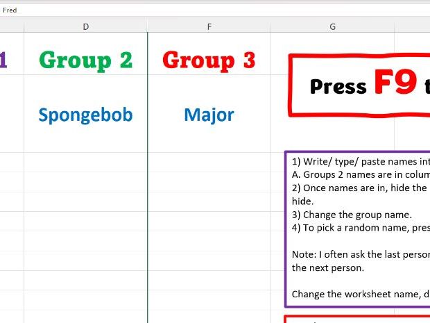 Random Name Picker: picks students randomly using this Excel Spreadsheet