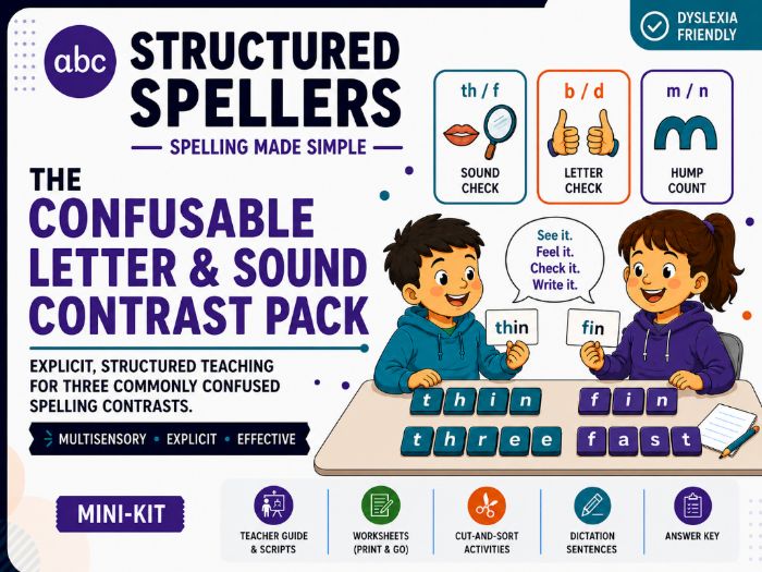 Structured Spellers | Confusable Letter & Sound Contrast Pack | Spelling Intervention