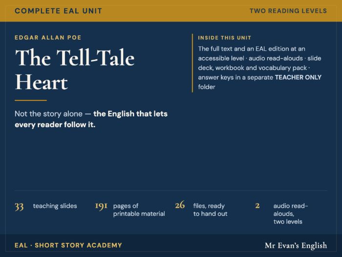The Tell-Tale Heart | KS3 KS4 English | Complete Unit + EAL + Audio