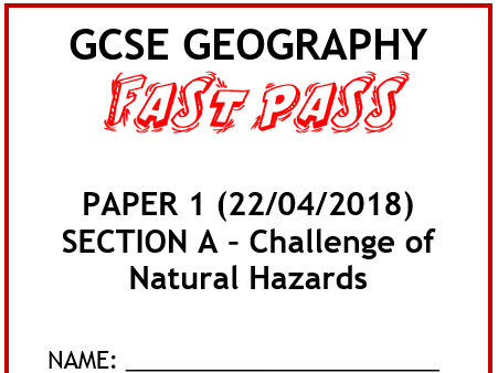 Gcse Geography 9 1 Aqa Paper 1 Section A Natural Hazards Revision