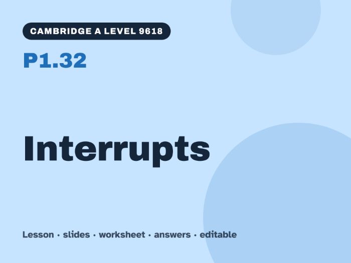 Cambridge A Level Computer Science 9618 – P1.32 Interrupts – Lesson & Worksheet
