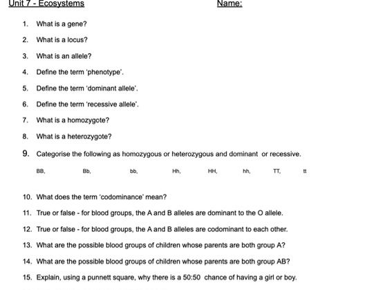 Topic 7 - Ecosystems Fact Recall Quiz AQA A Level Biology