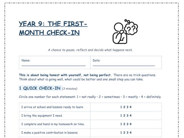 First Month Check in / Reflection