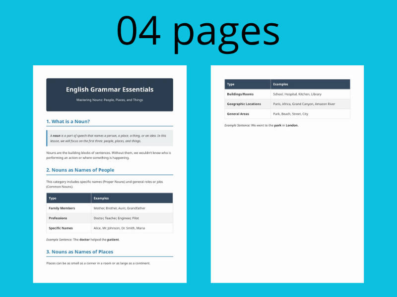The Big Noun Pack: People, Places, & Things (Introduction to Grammar)