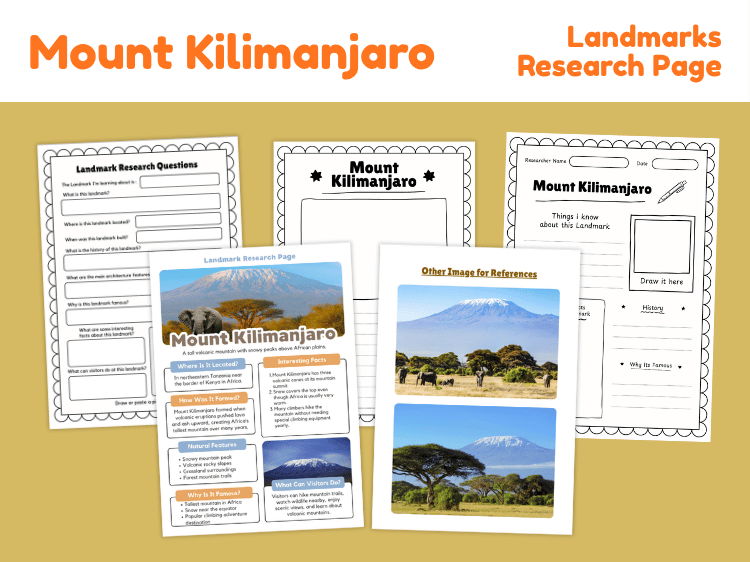 Mount Kilimanjaro Landmark Research Project | Geography Worksheets