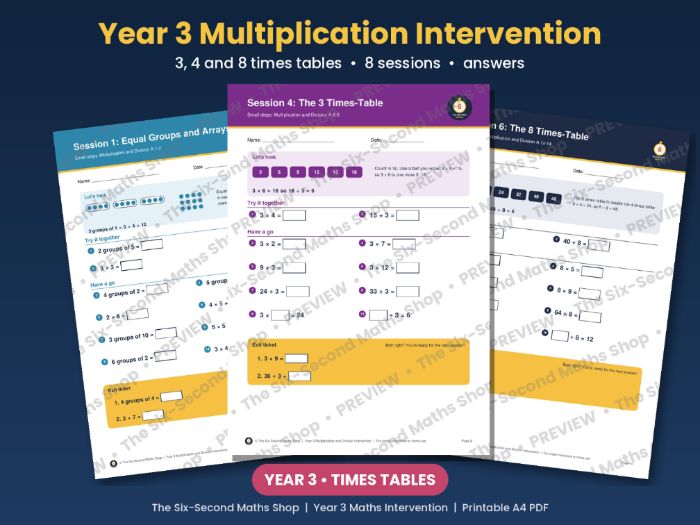 Year 3 Multiplication and Division Intervention Pack - 3, 4 and 8 Times Tables