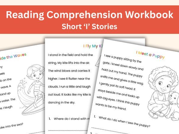 Reading Comprehension Workbook – 27 'I' Stories + Creative Writing Page | Ages 5–7