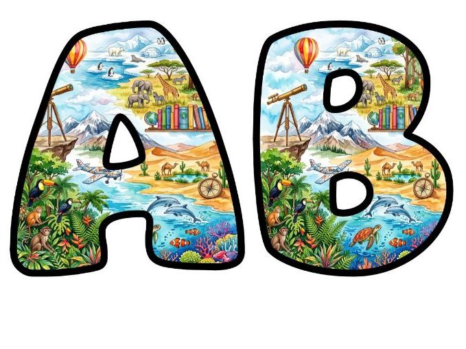 The World Is Your Classroom Bubble Letters | Around the World Bulletin Board Letters